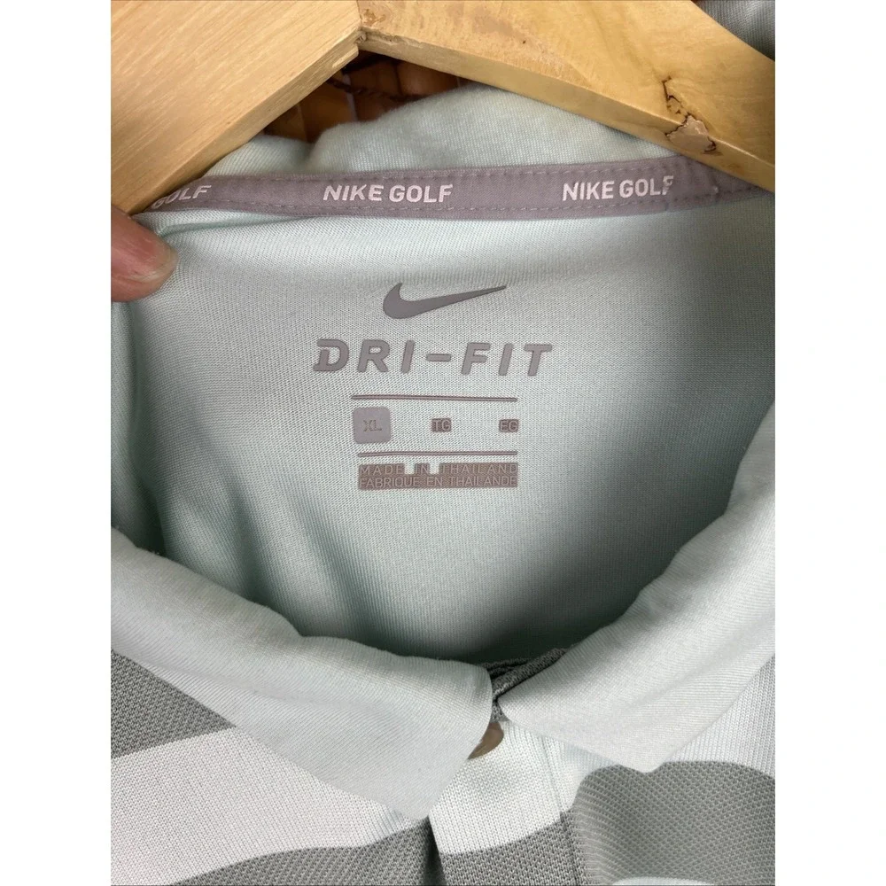 Nike‎ Dri Fit Short Sleeve Striped Golf Polo Shirt (Men's XL) Light Green Gray